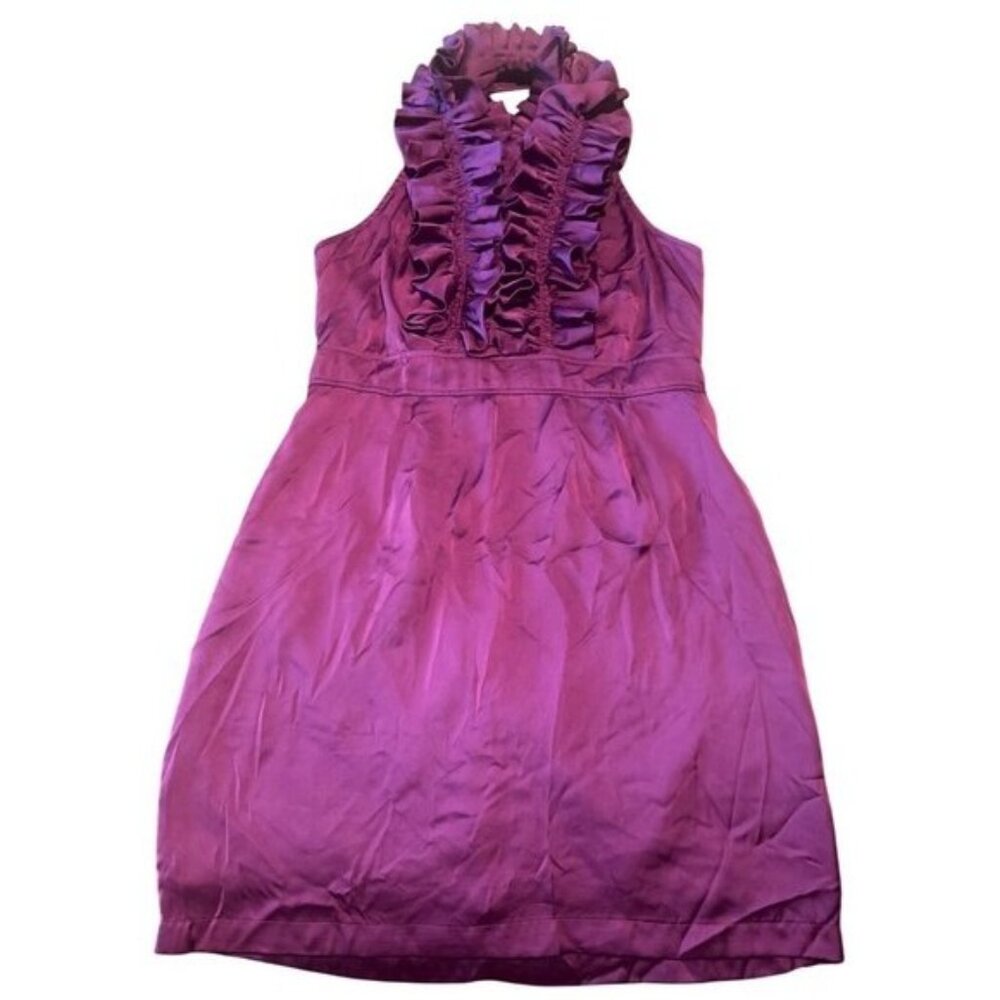 Esley Purple Ruffled Sleeveless‎ Halter Dress Size S